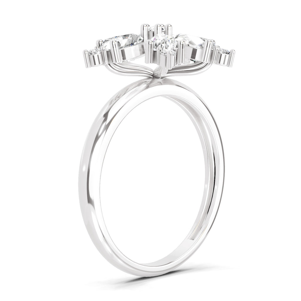 1.61 Carat Pear Shape Floral Diamond Ring
