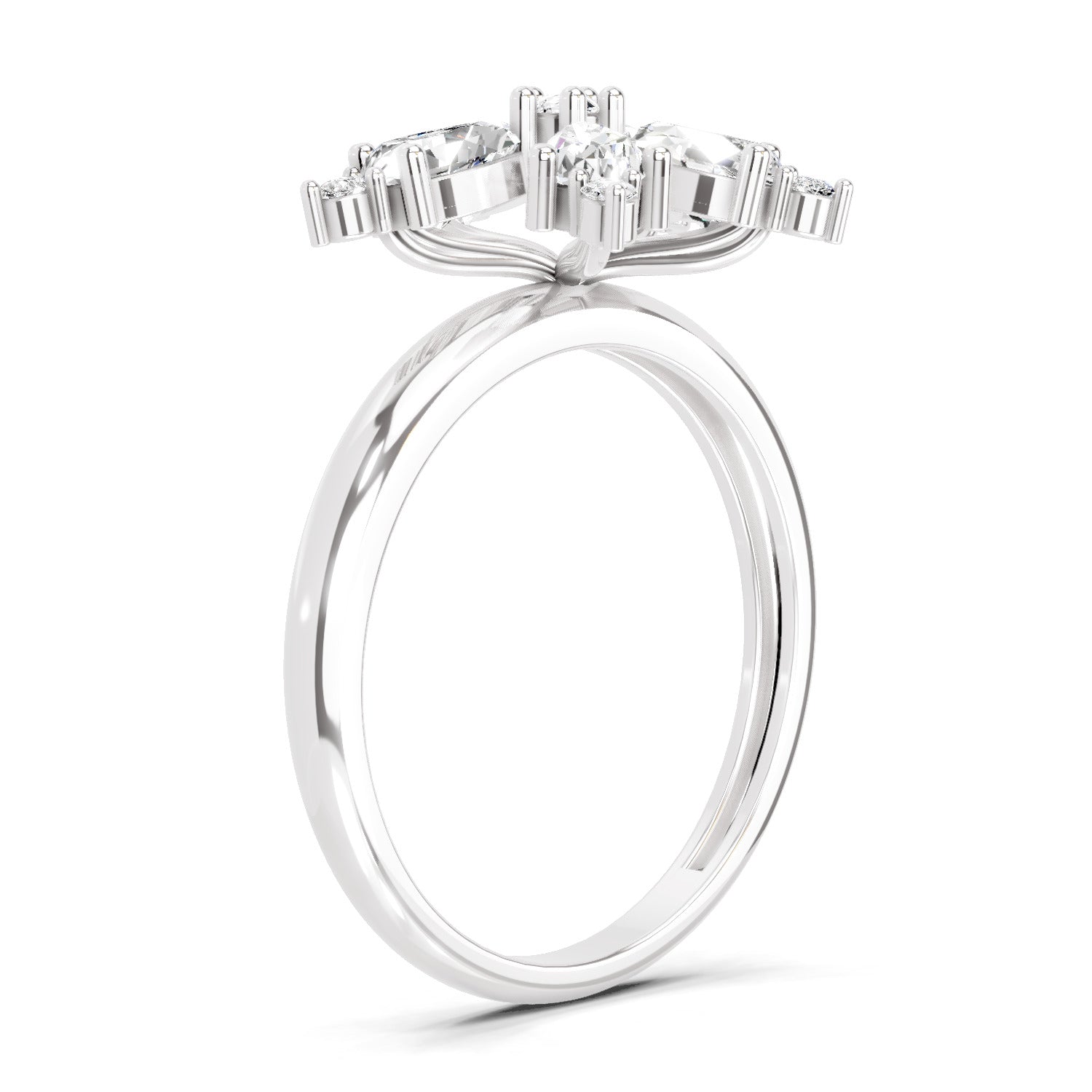 1.61 Carat Pear Shape Floral Diamond Ring