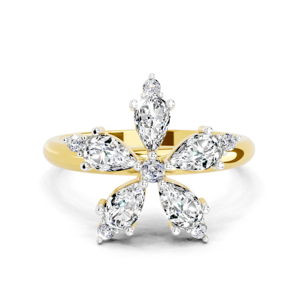 1.61 Carat Pear Shape Floral Diamond Ring