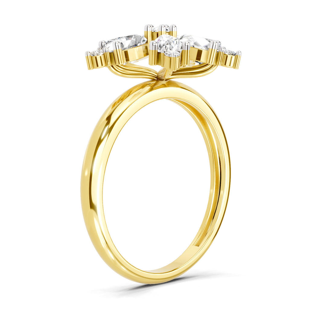 1.61 Carat Pear Shape Floral Diamond Ring