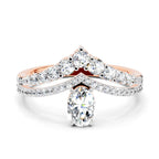 0.82 Carat Oval Diamond Crown Ring Set