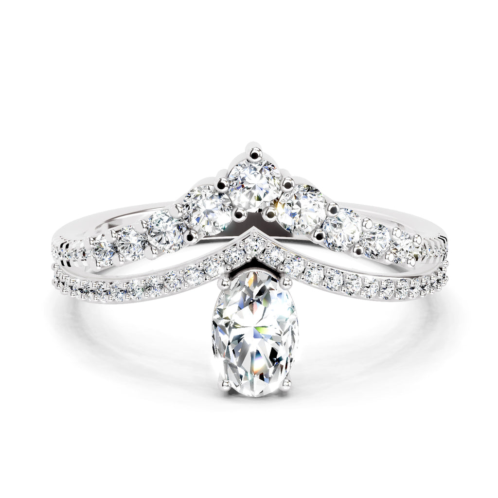 0.82 Carat Oval Diamond Crown Ring Set