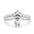 0.82 Carat Oval Diamond Crown Ring Set