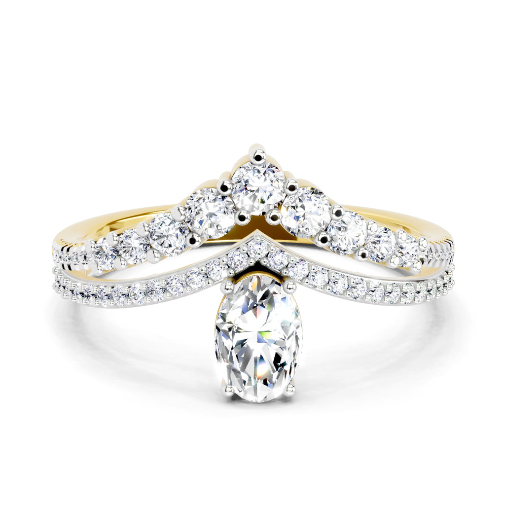 0.82 Carat Oval Diamond Crown Ring Set