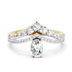 0.82 Carat Oval Diamond Crown Ring Set
