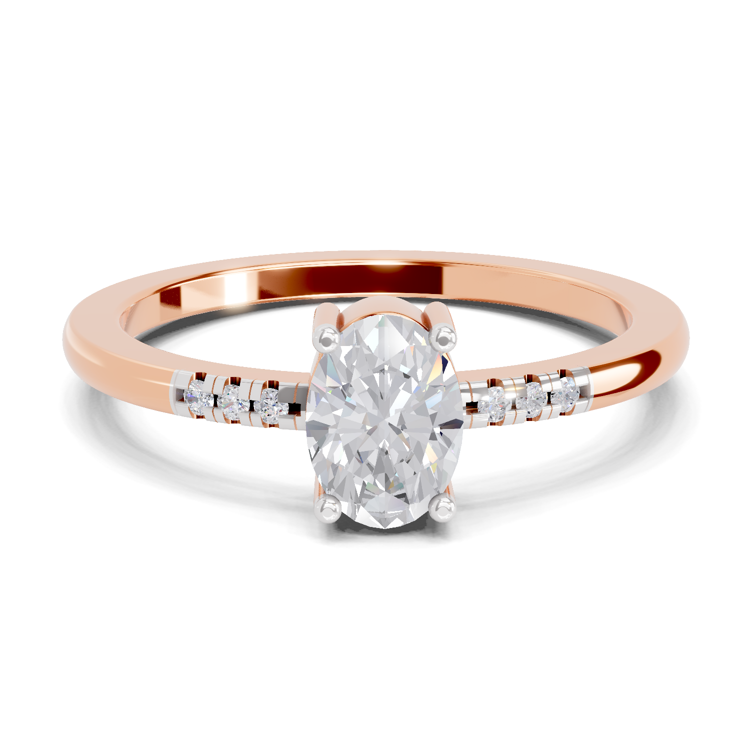 0.82 Carat Oval Diamond Crown Ring Set