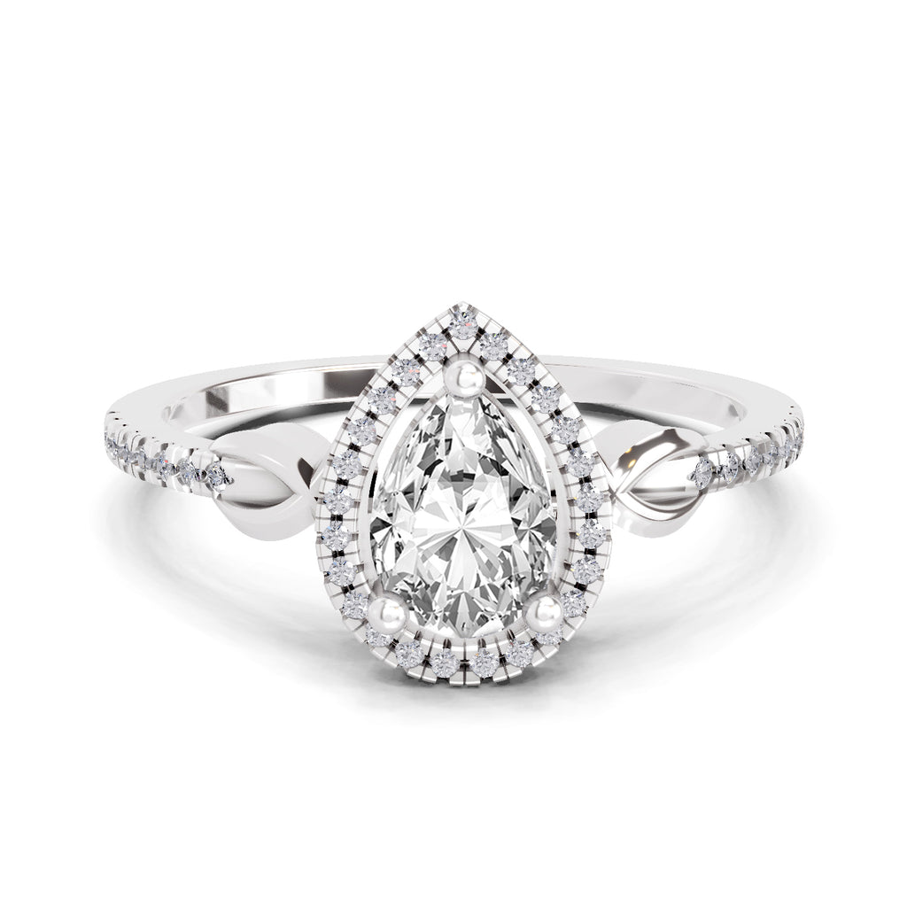 0.62 Carat Pear Shape Halo Engagement Ring