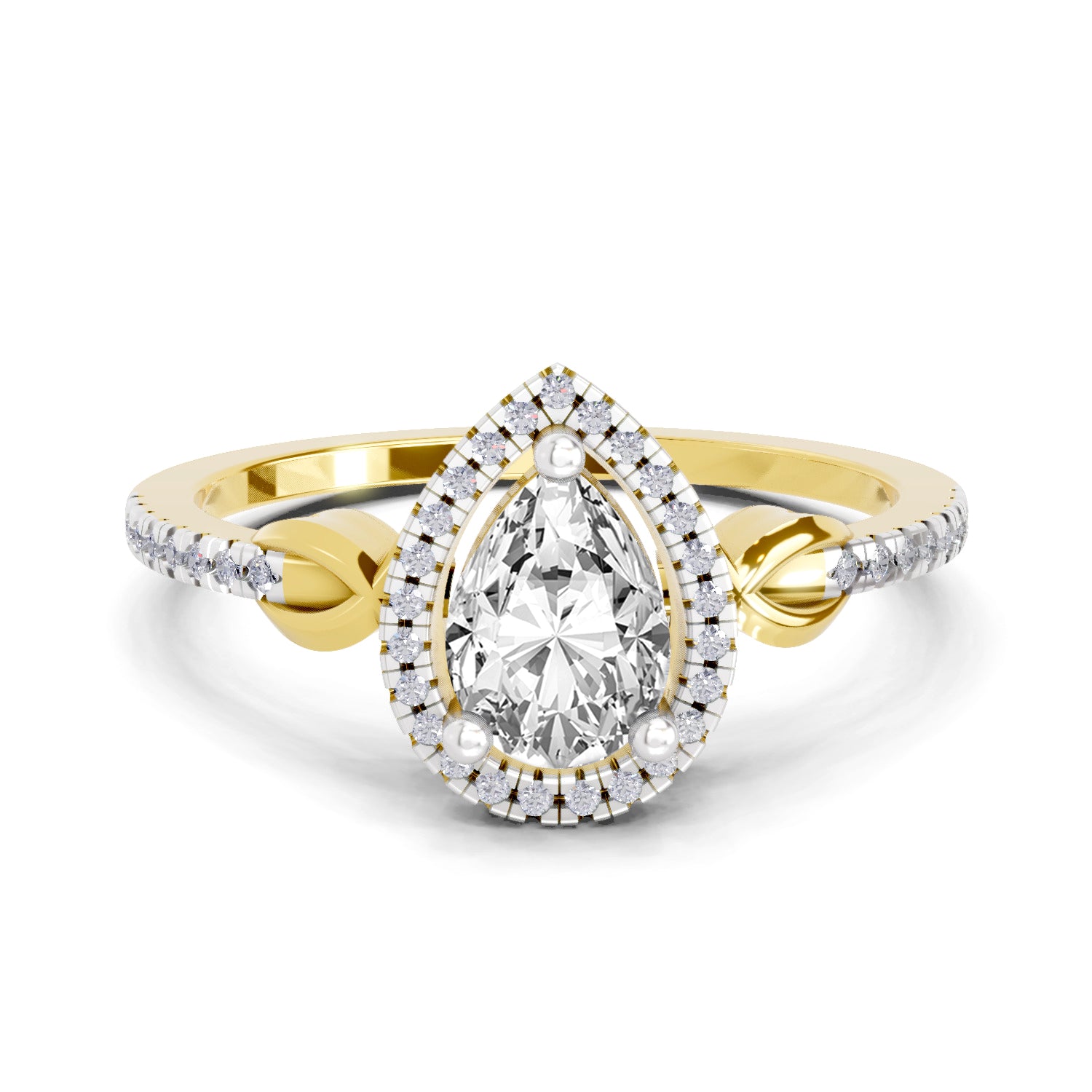 0.62 Carat Pear Shape Halo Engagement Ring