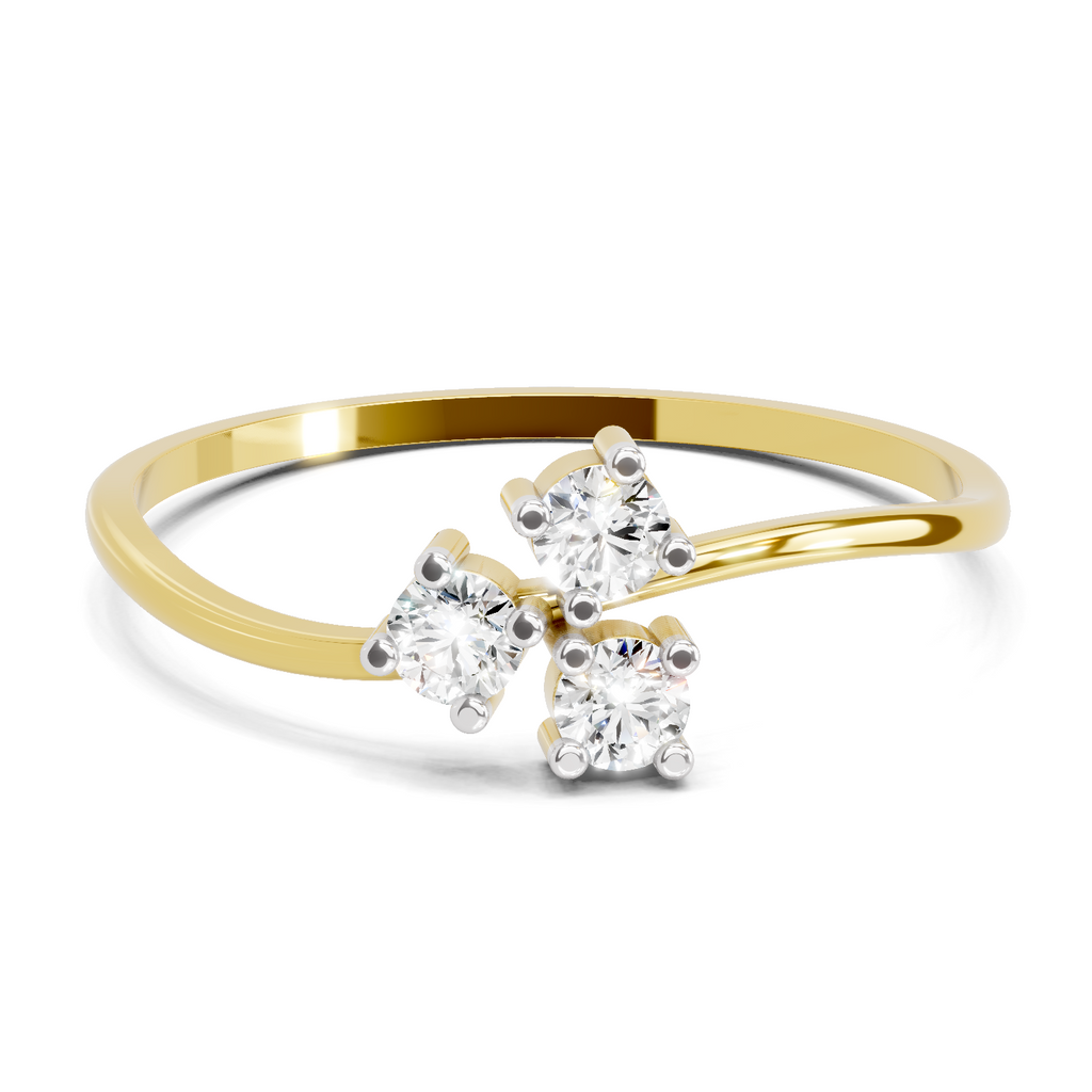 Sparkles 0.18 Ct Threefold Diamond Engagement Ring in 14K Gold