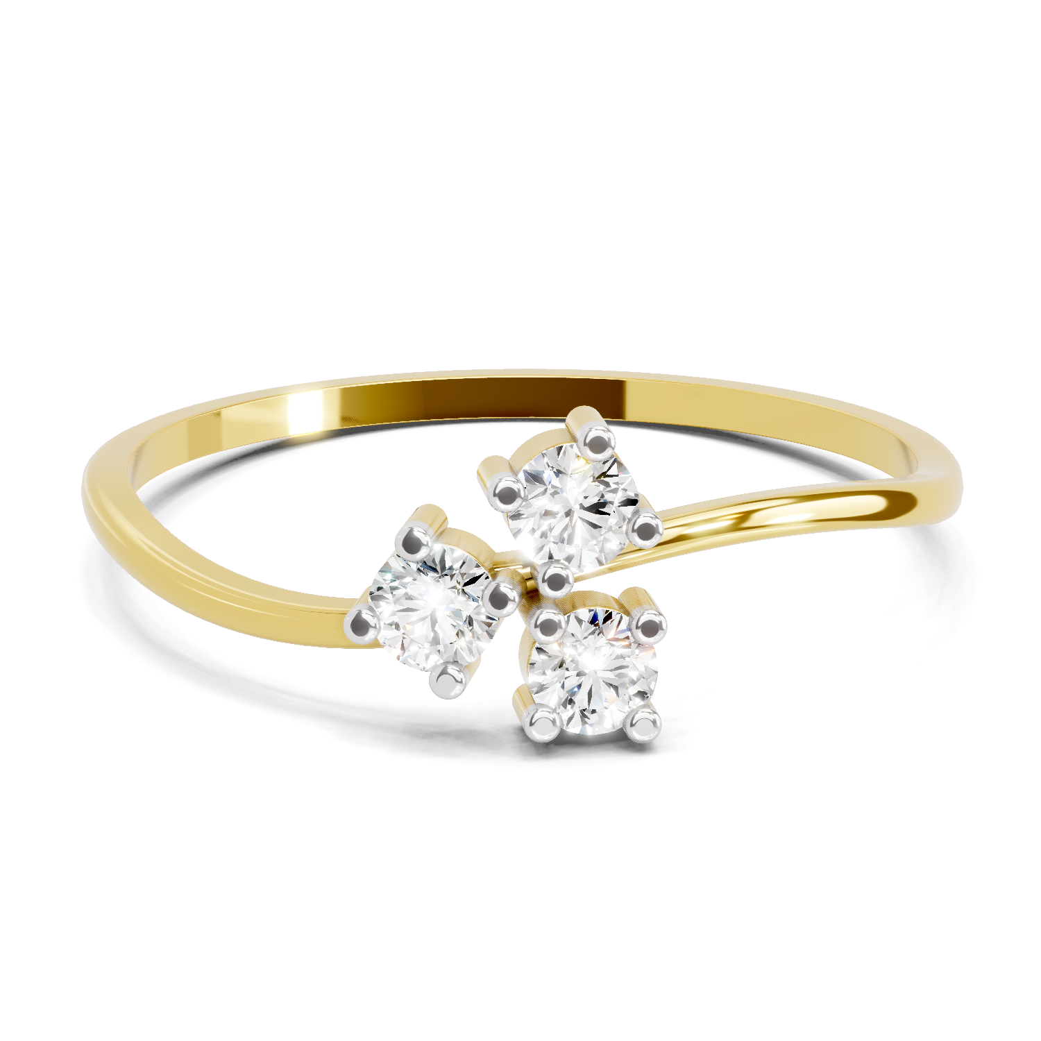Sparkles 0.18 Ct Threefold Diamond Engagement Ring in 14K Gold