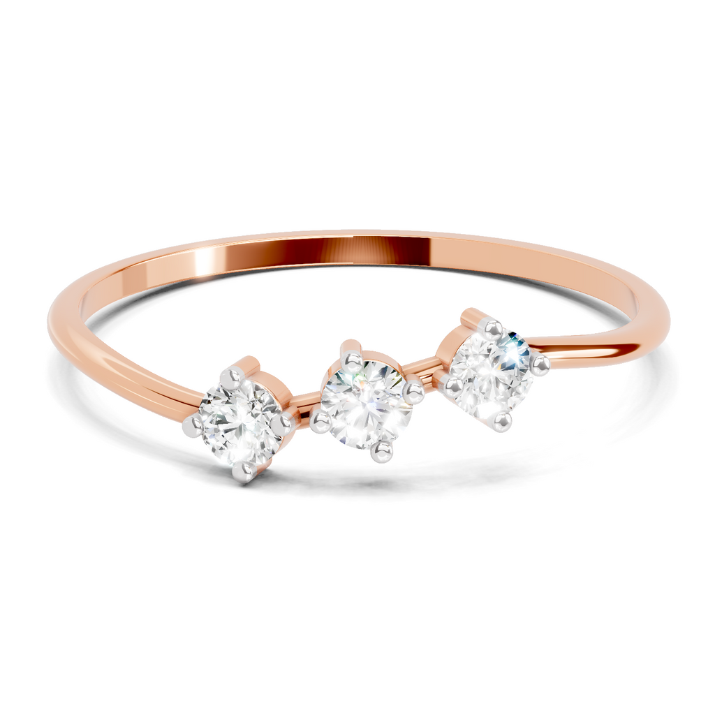 Sparkles 0.18 Ct Threefold Diamond Engagement Ring in 14K Gold