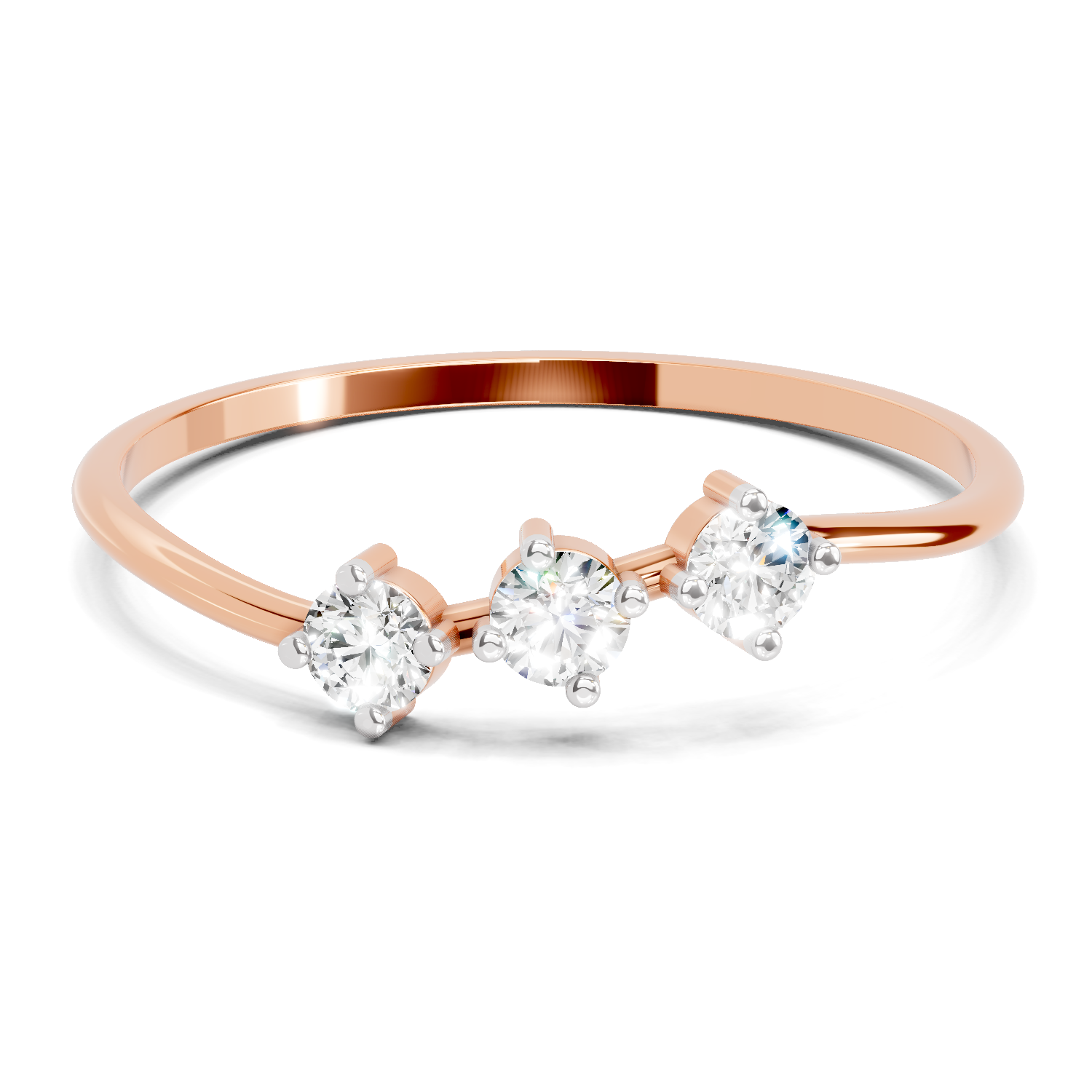 Sparkles 0.18 Ct Threefold Diamond Engagement Ring in 14K Gold