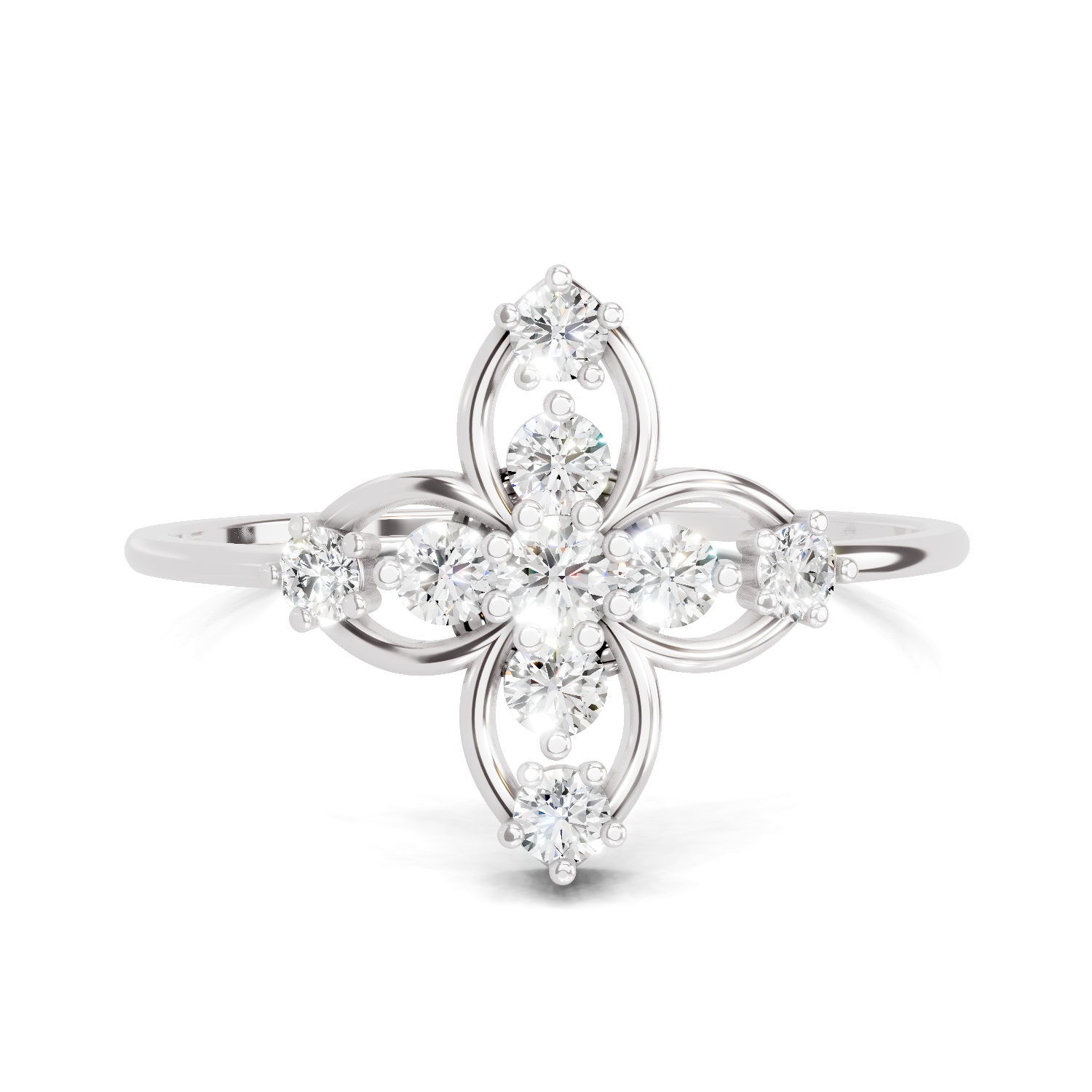 0.31 Carat Four Petal Diamond Engagement Ring