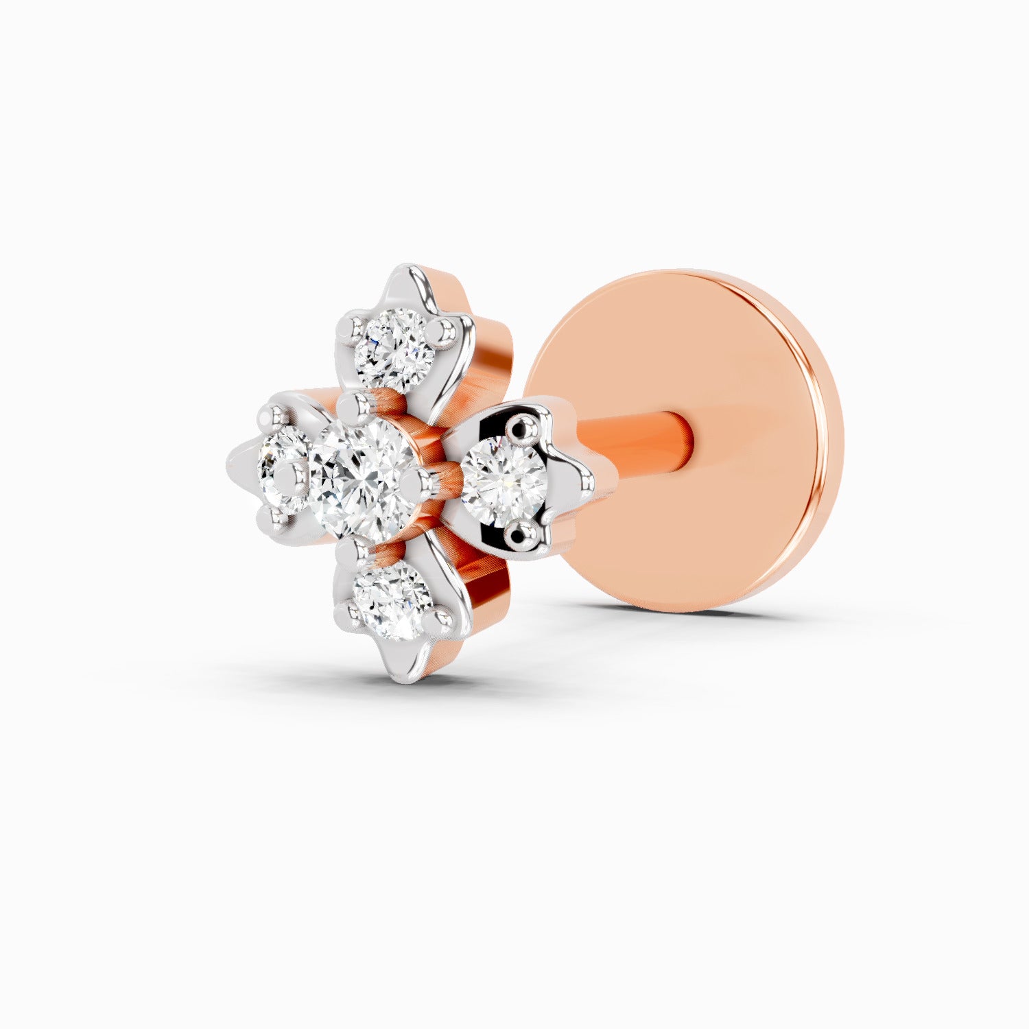 0.03 Carat Floral Diamond Nose Pin 14K - Rose Gold