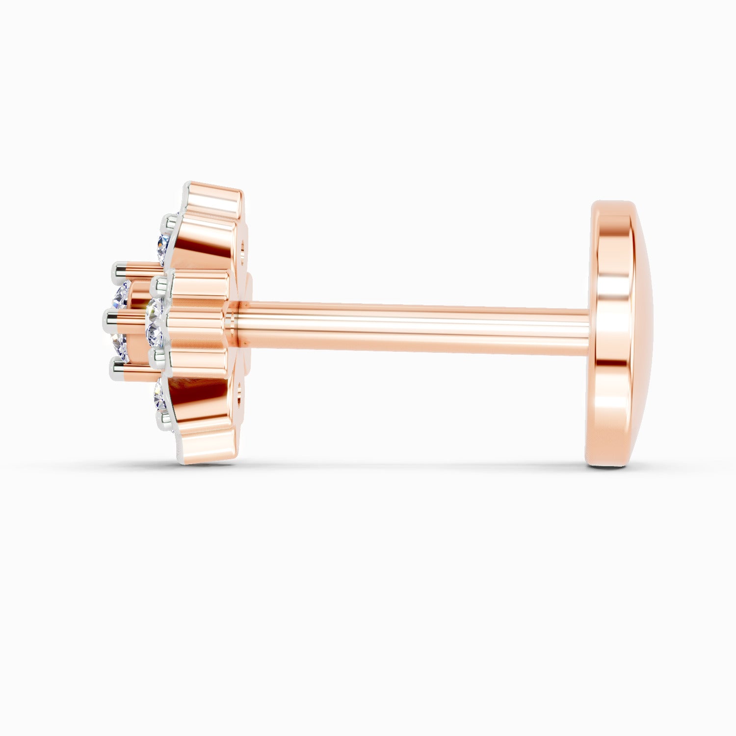 0.03 Carat Floral Diamond Nose Pin 14K - Rose Gold