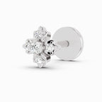 0.03 Carat Floral Diamond Nose Pin 14K - White Gold