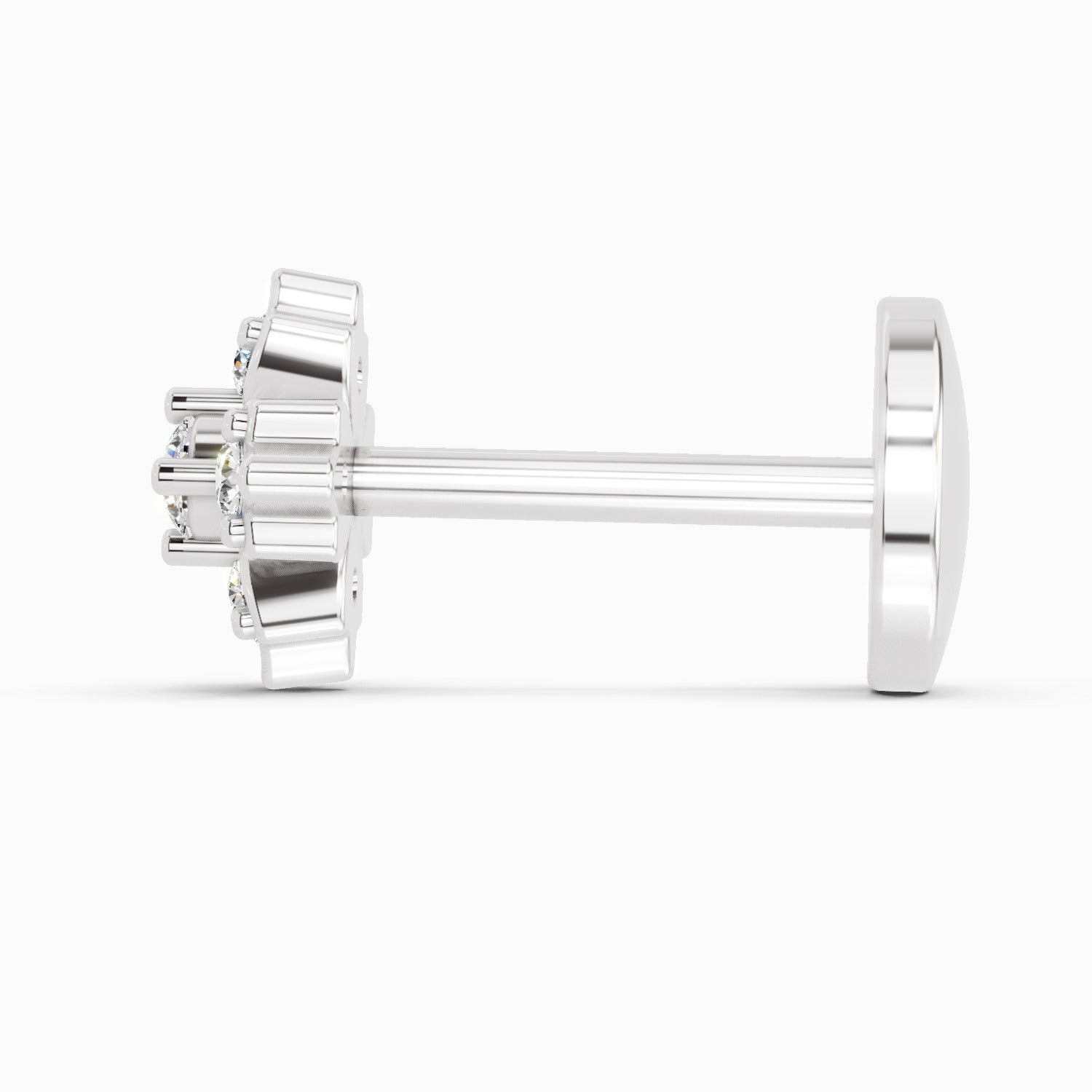 0.03 Carat Floral Diamond Nose Pin 14K - White Gold