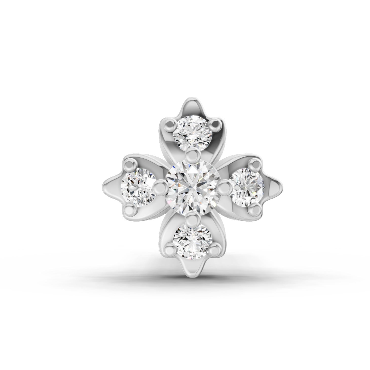 0.03 Carat Floral Diamond Nose Pin 14K - White Gold