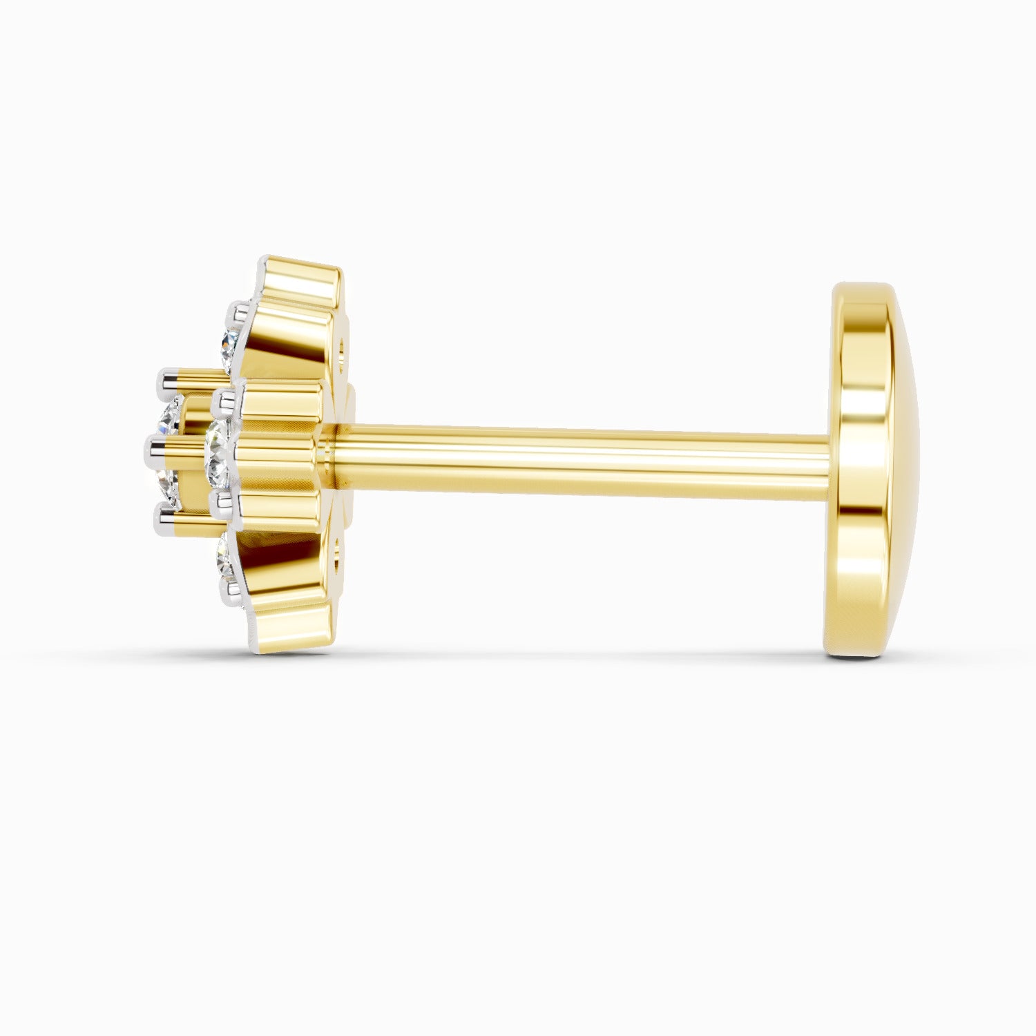 0.03 Carat Floral Diamond Nose Pin 14K