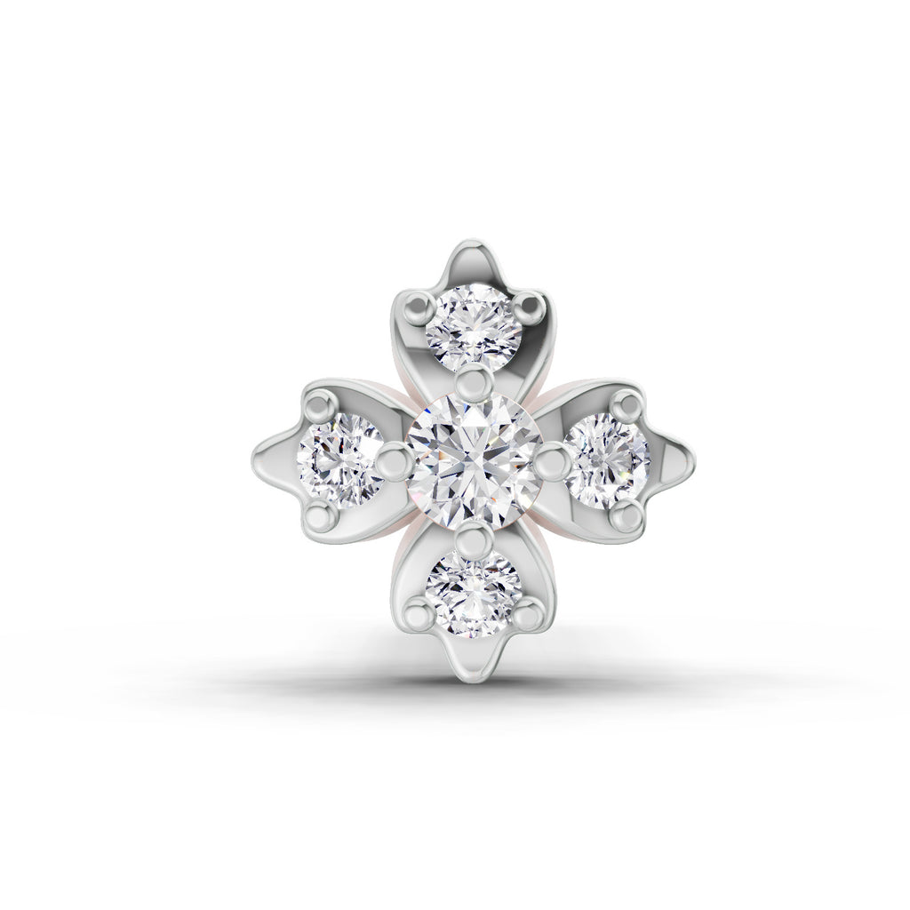 0.03 Carat Floral Diamond Nose Pin 14K