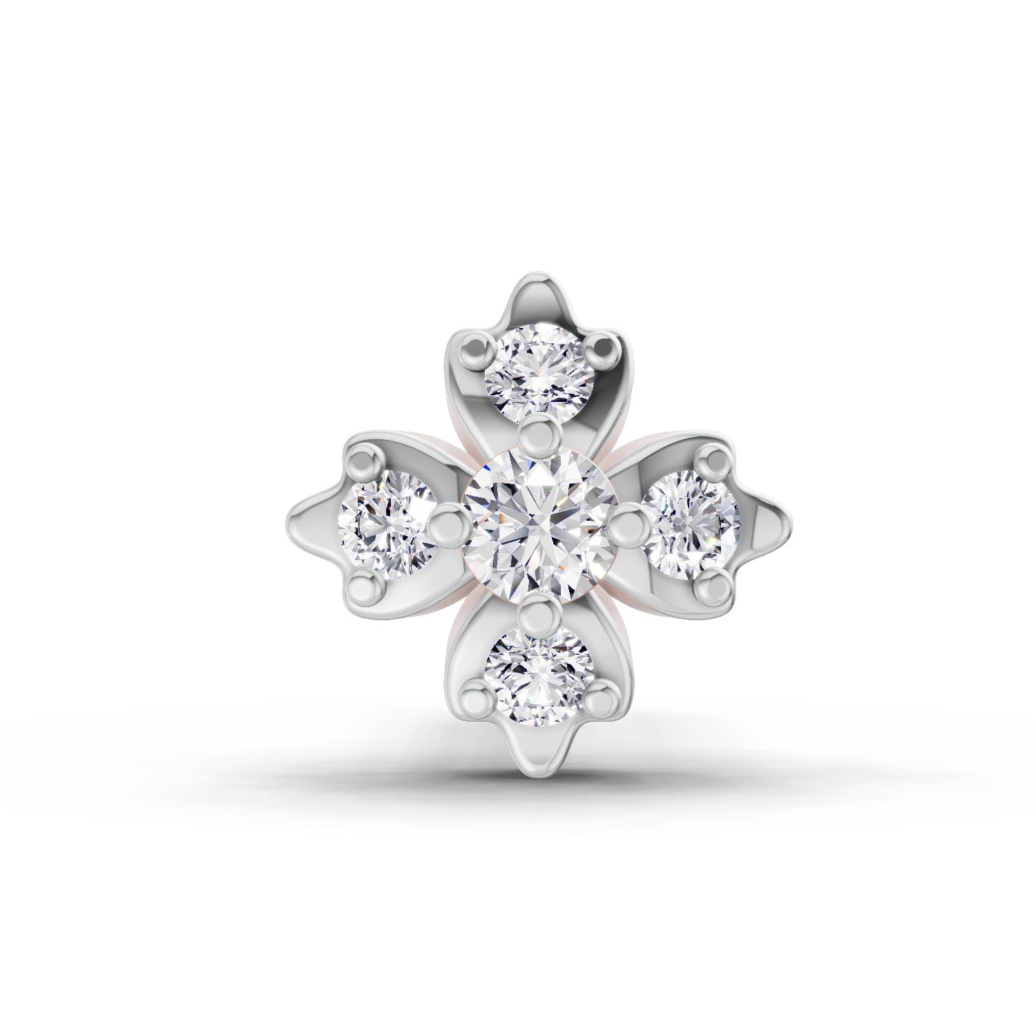 0.03 Carat Floral Diamond Nose Pin 14K
