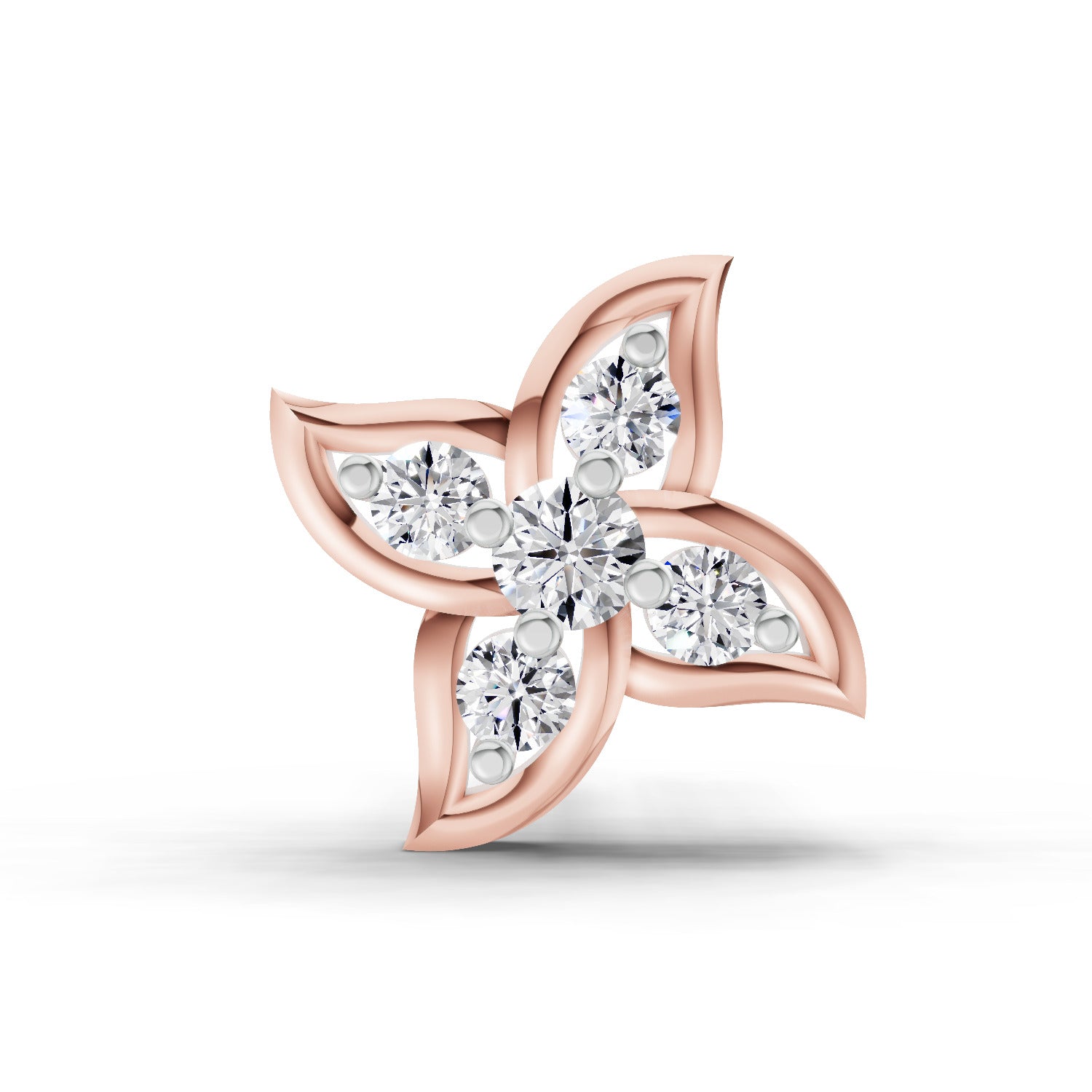 0.04 Carat gamya petalled Diamond Nose Pin 14K - Rose Gold