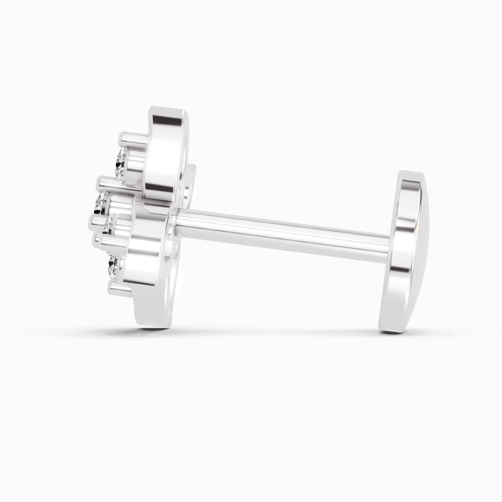 0.04 Carat gamya petalled Diamond Nose Pin 14K - White Gold