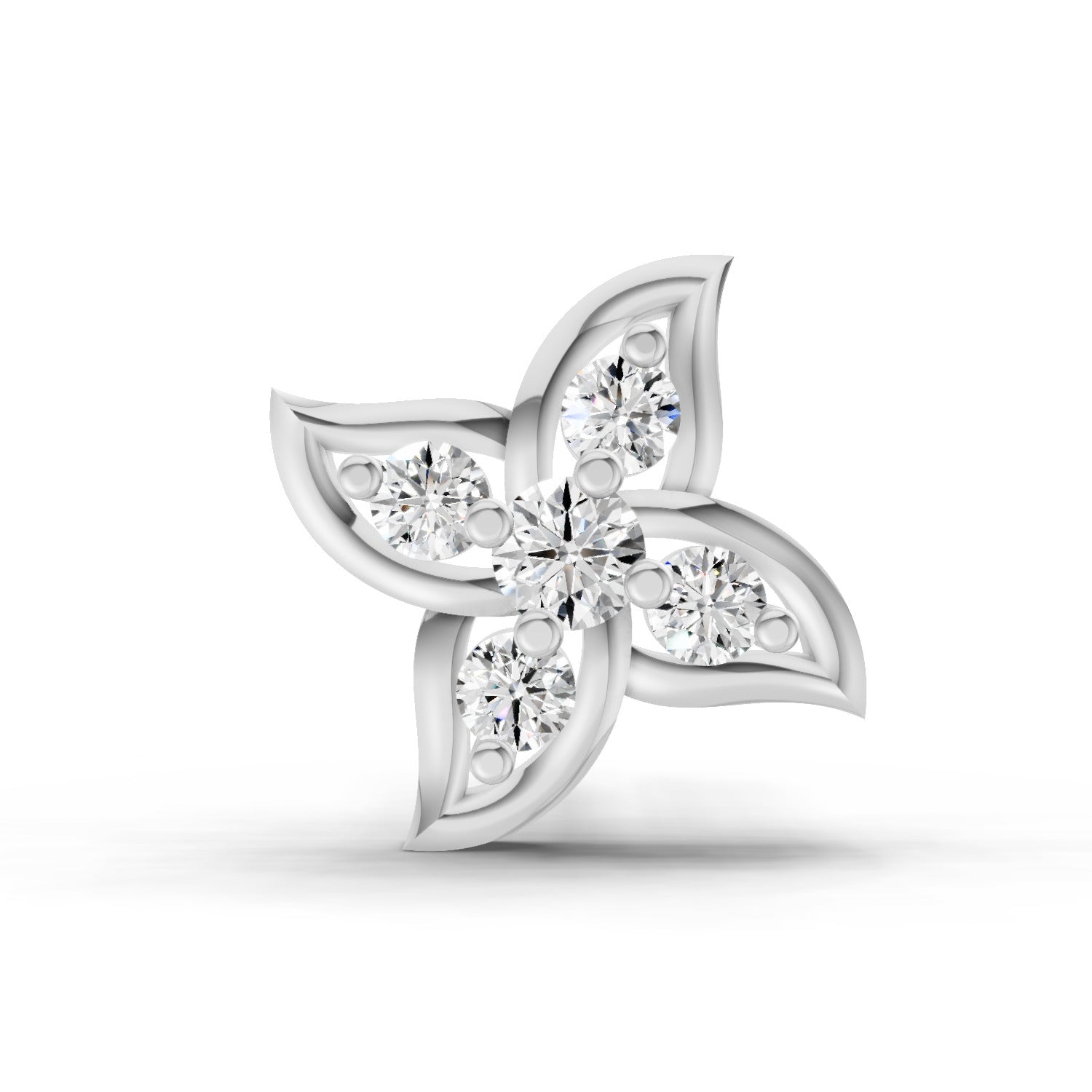 0.04 Carat gamya petalled Diamond Nose Pin 14K - White Gold