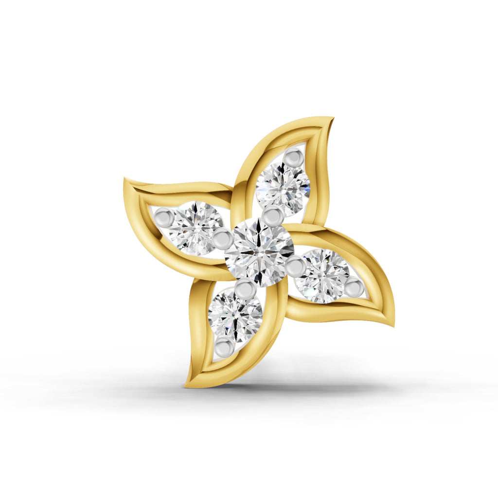 0.04 Carat gamya petalled Diamond Nose Pin 14K