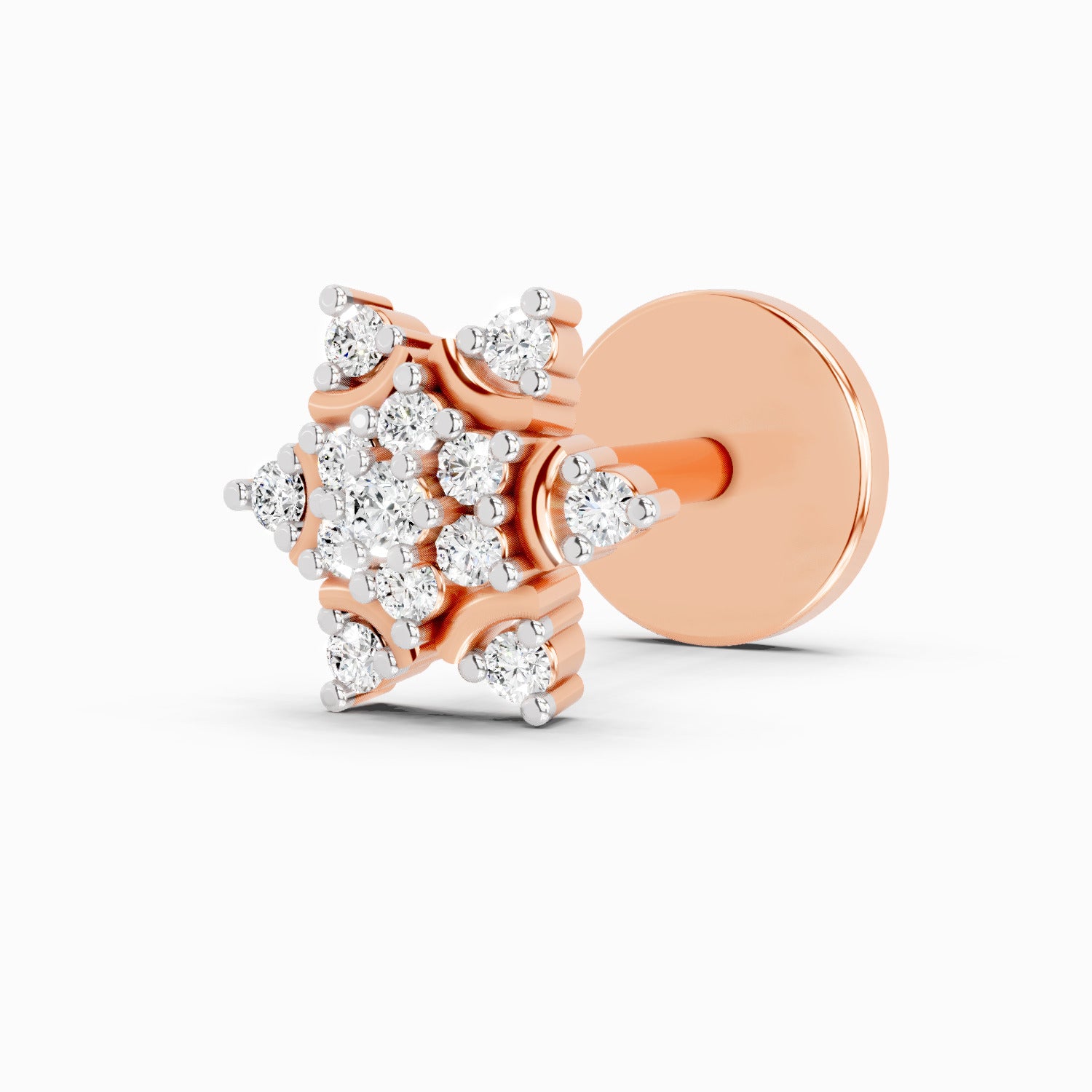 0.05 Carat Snowflake Shine Diamond Nose Pin 14K - Rose Gold