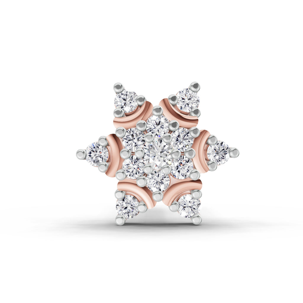 0.05 Carat Snowflake Shine Diamond Nose Pin 14K - Rose Gold