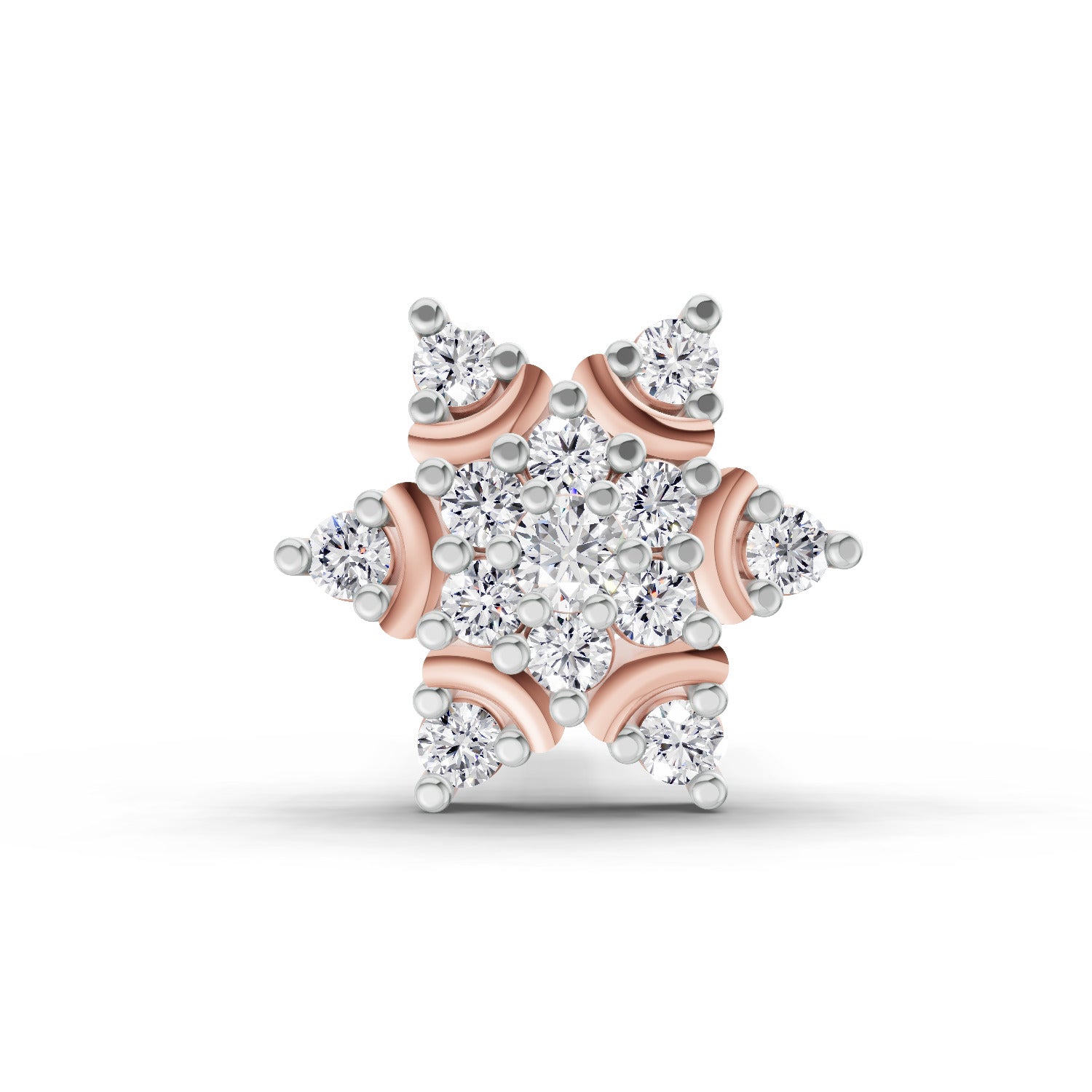 0.05 Carat Snowflake Shine Diamond Nose Pin 14K - Rose Gold