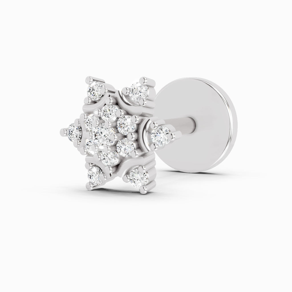 0.05 Carat Snowflake Shine Diamond Nose Pin 14K - White Gold