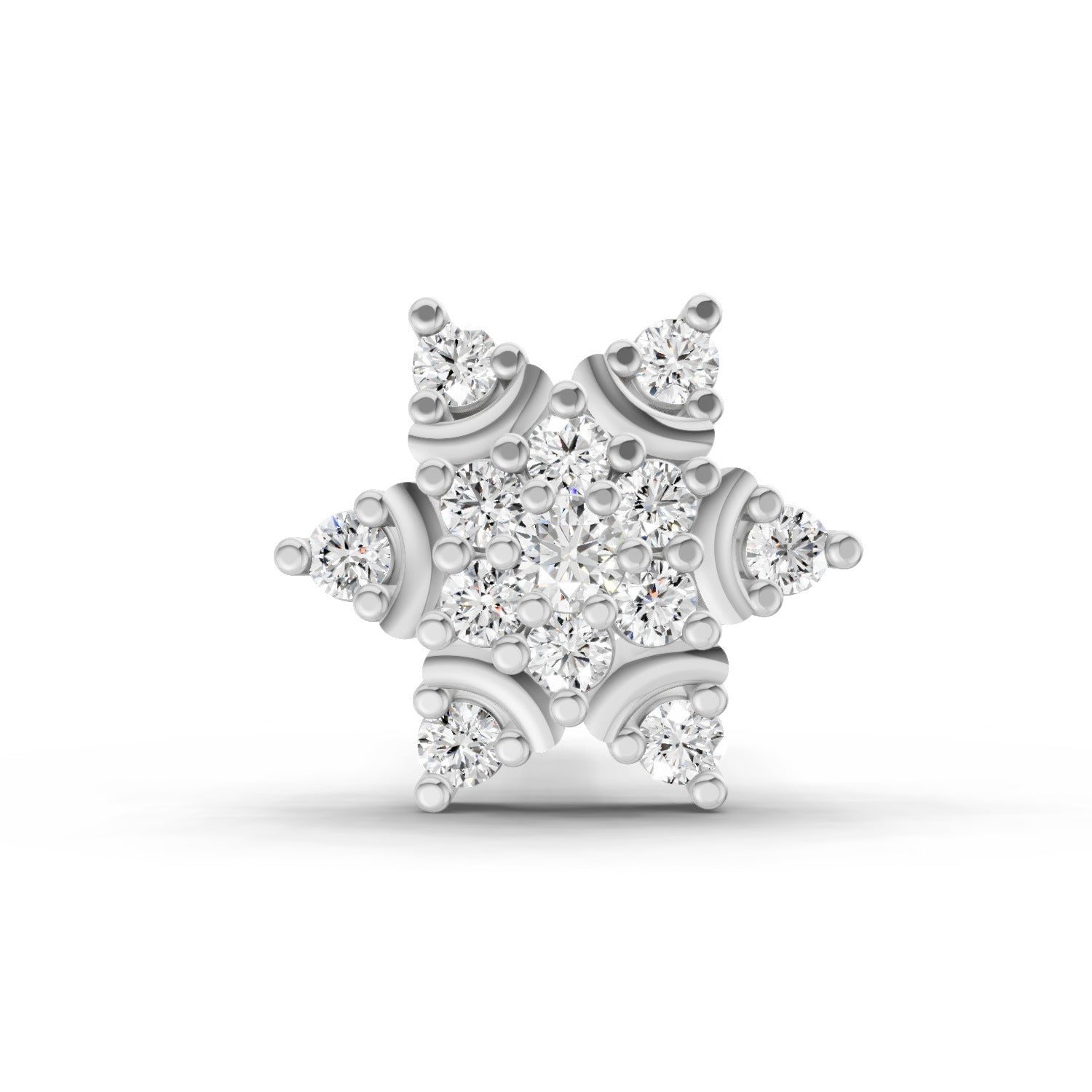 0.05 Carat Snowflake Shine Diamond Nose Pin 14K - White Gold