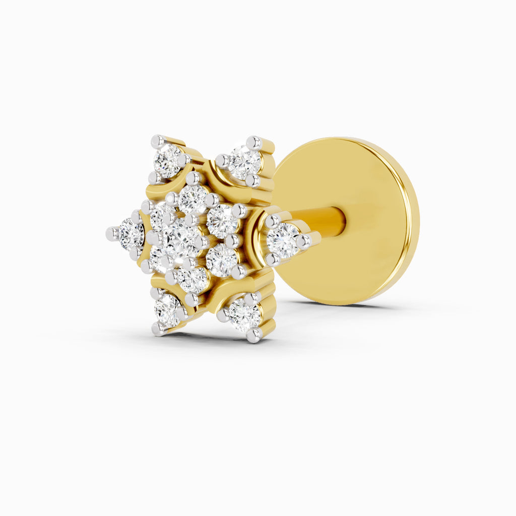 0.05 Carat Snowflake Shine Diamond Nose Pin 14K