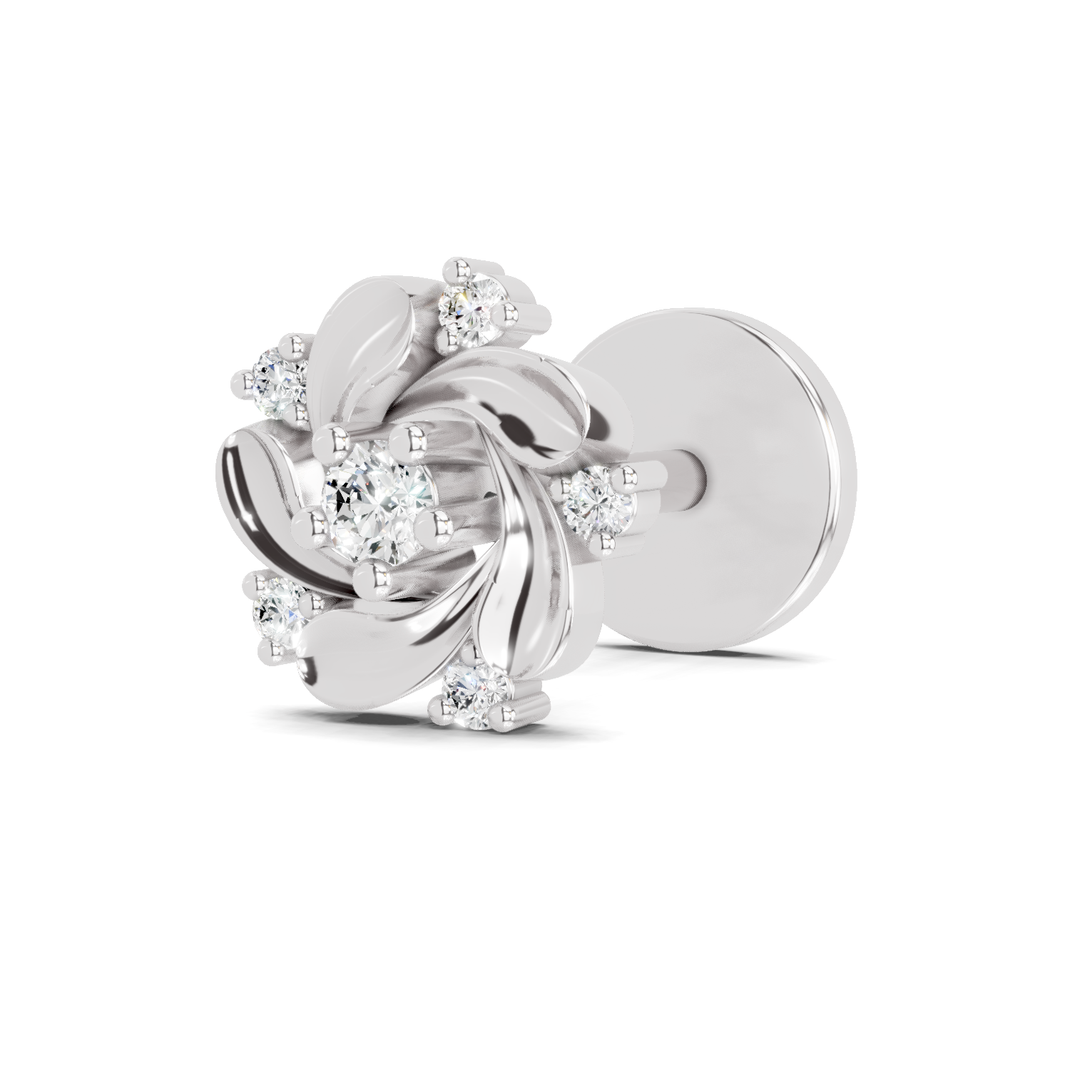 0.03 Carat Twilight Diamond Nose Pin 14K Screw - White Gold