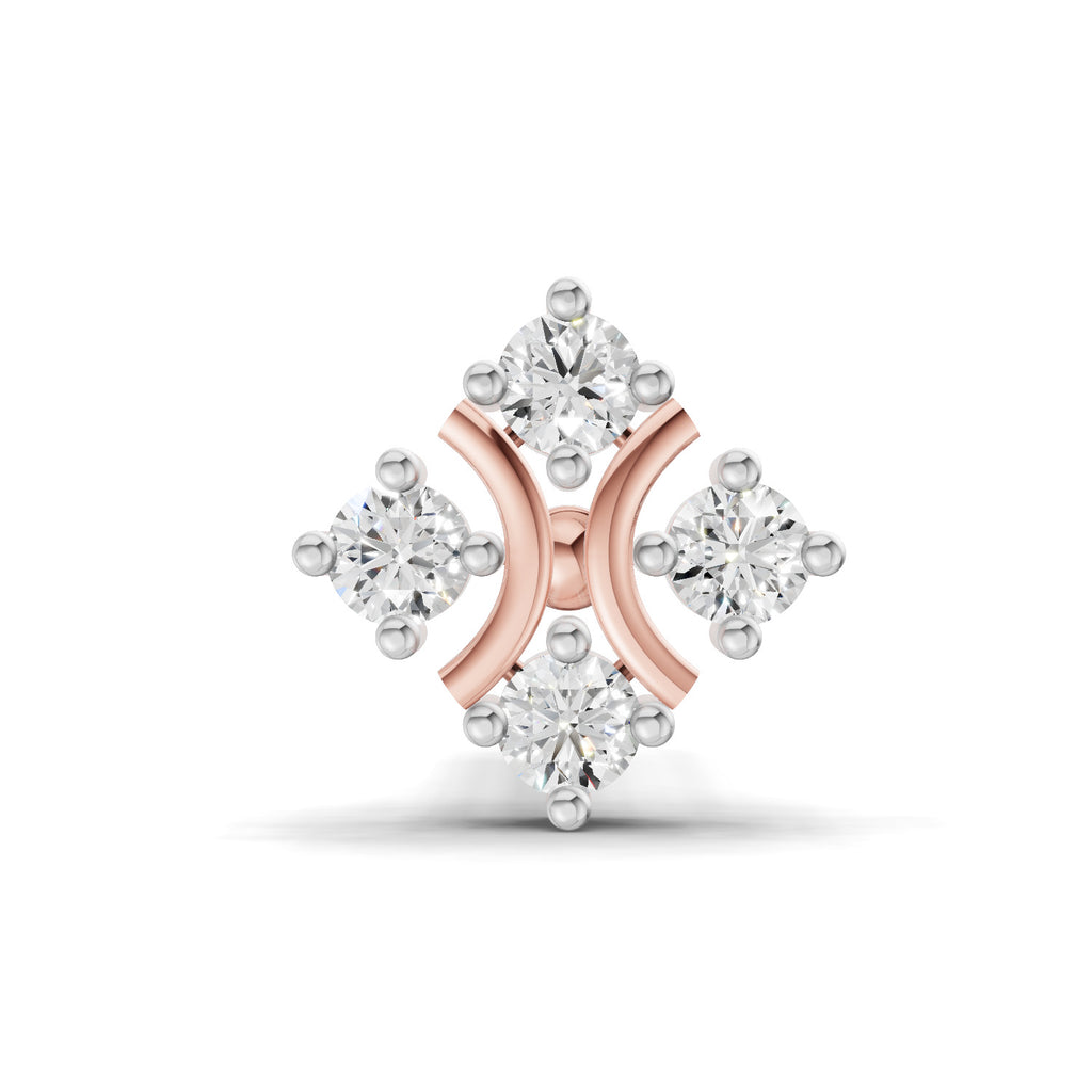 0.03 Carat Celestial Diamond Nose Pin 14K Screw - Rose Gold