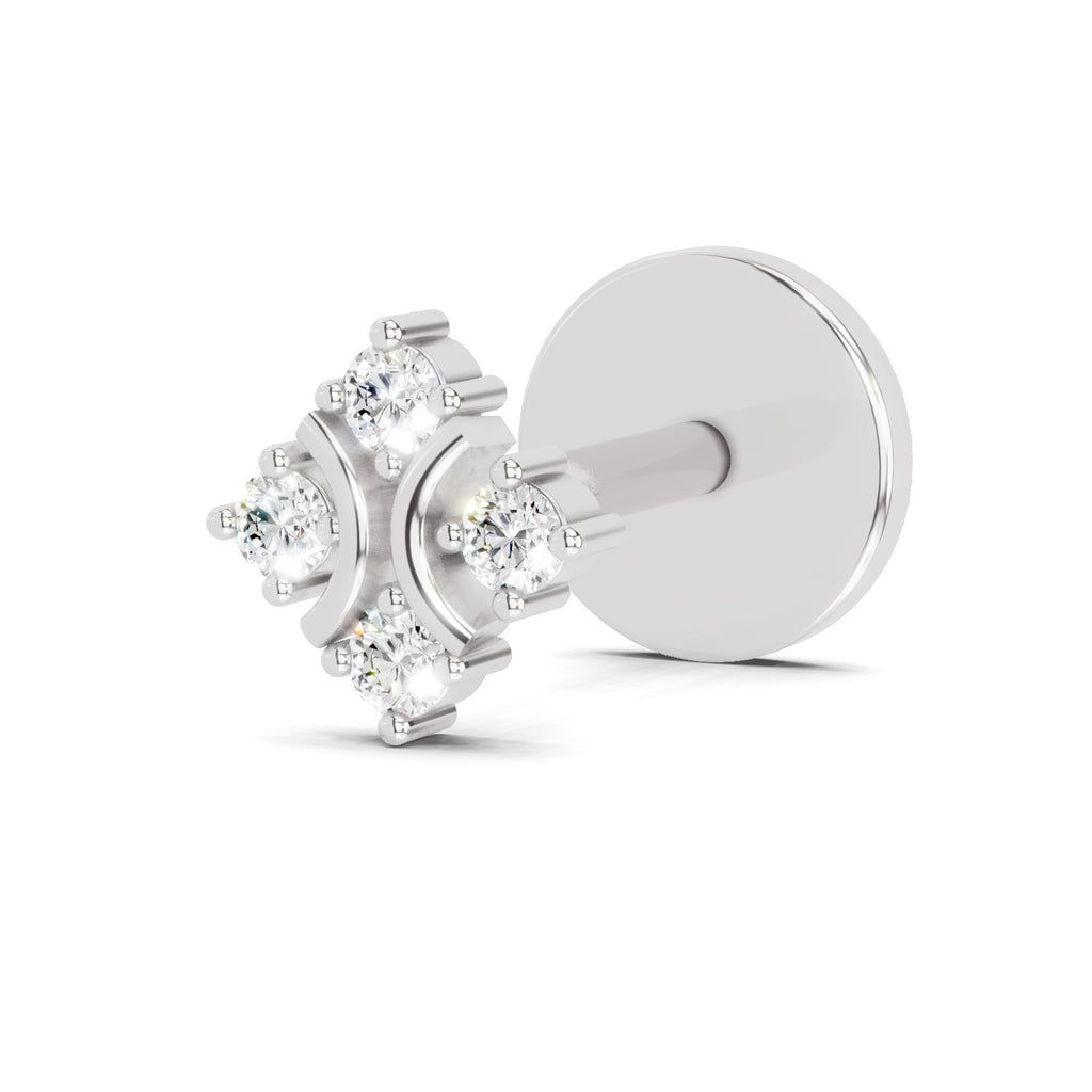 0.03 Carat Celestial Diamond Nose Pin 14K Screw - White Gold