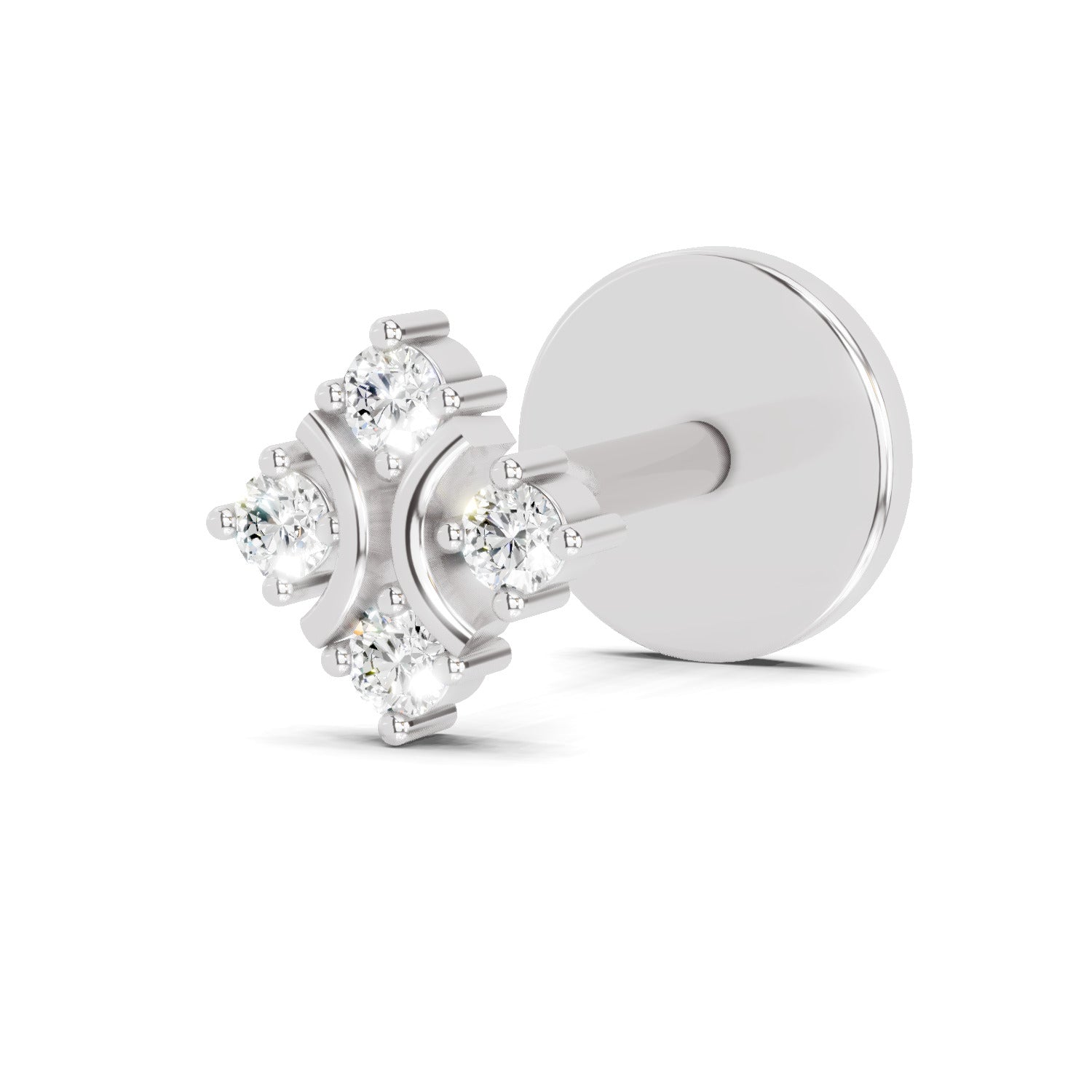 0.03 Carat Celestial Diamond Nose Pin 14K Screw - White Gold