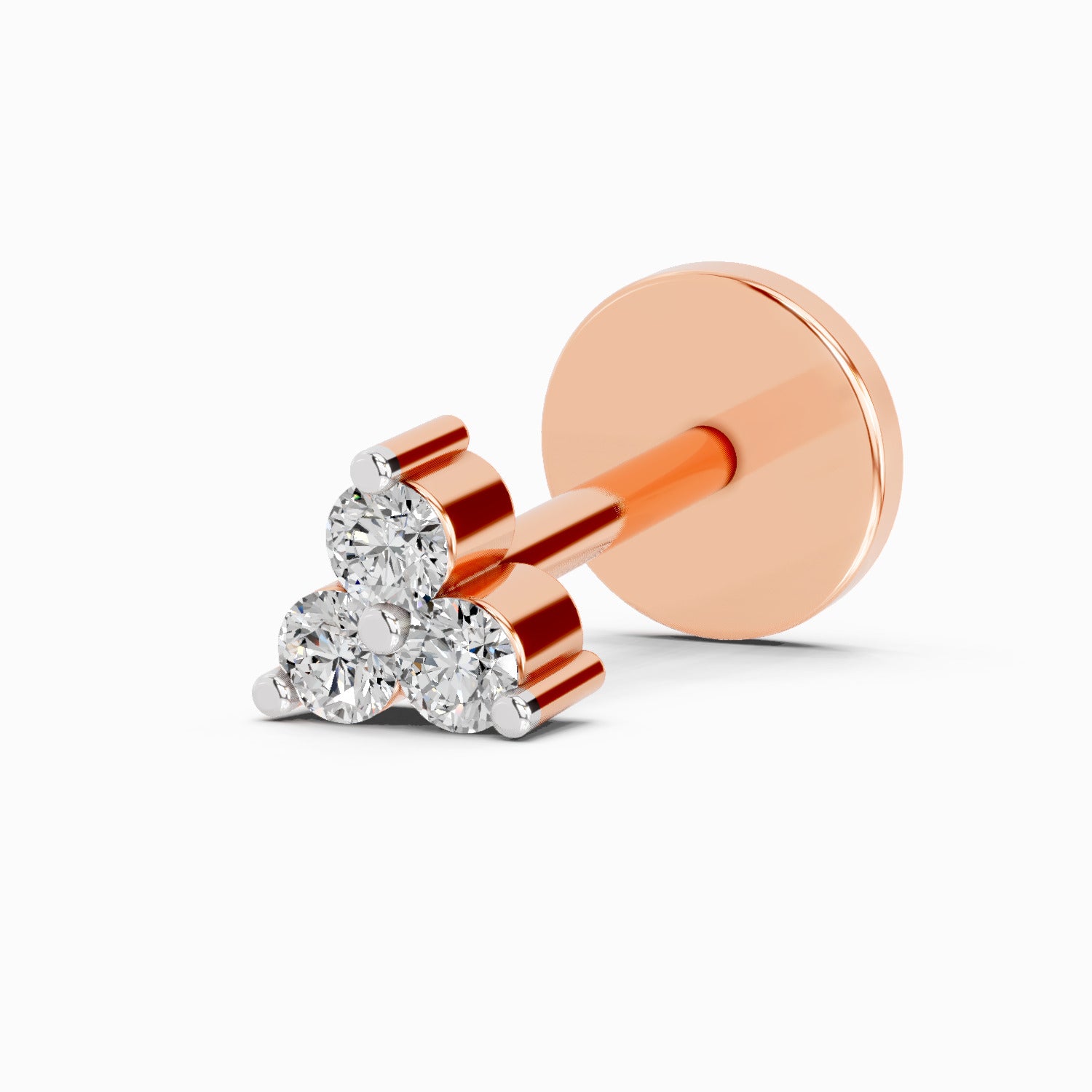 0.03 Ct Triangle Stud Nose Pin 14K - Rose Gold
