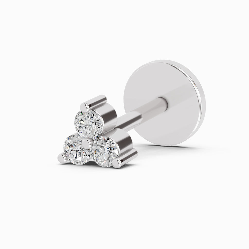0.03 Ct Triangle Stud Nose Pin 14K - White Gold