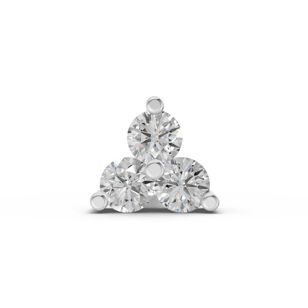 0.03 Ct Triangle Stud Nose Pin 14K - White Gold
