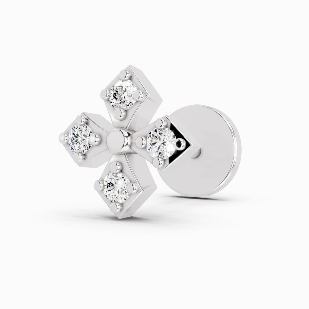 0.04 Carat aukera Celeste Bloom Diamond Nose Pin 14K - White Gold