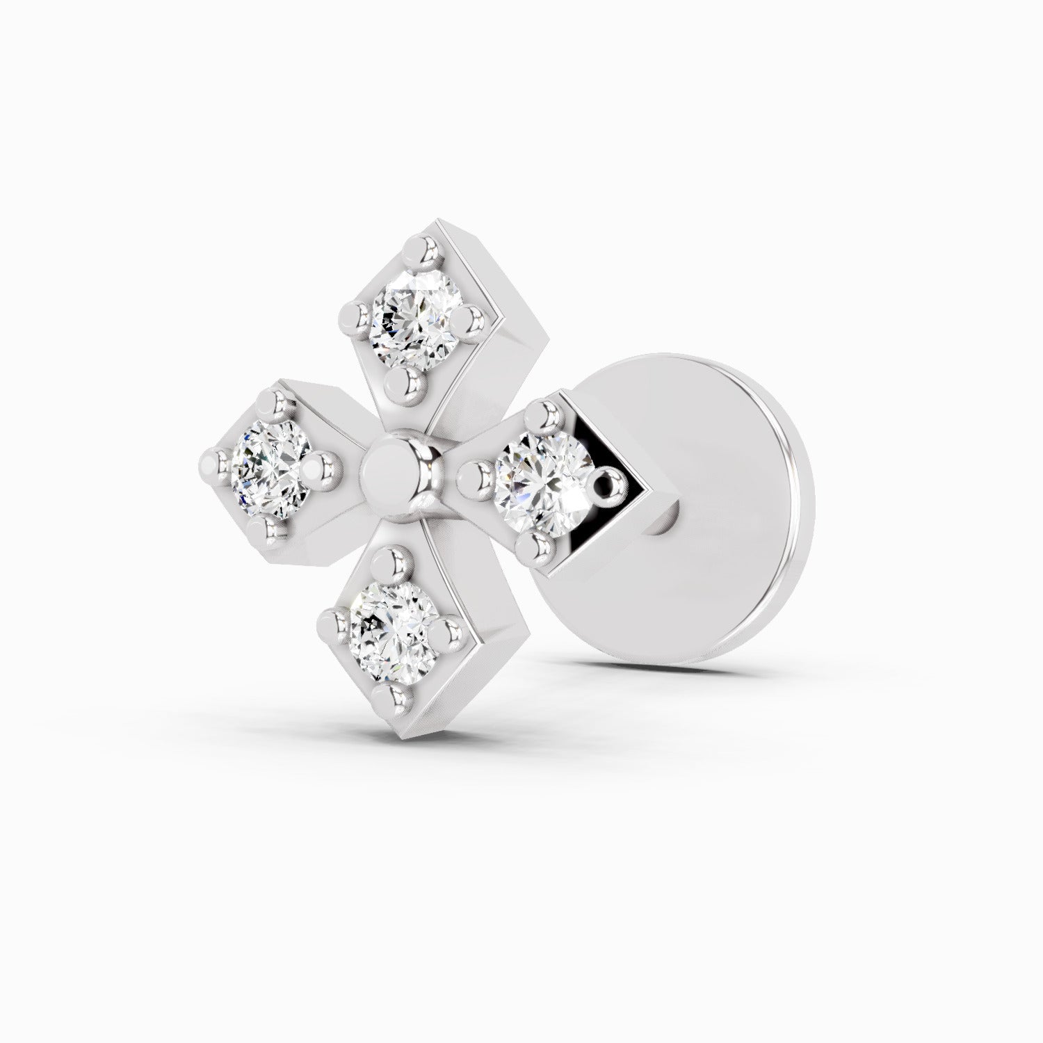 0.04 Carat aukera Celeste Bloom Diamond Nose Pin 14K - White Gold