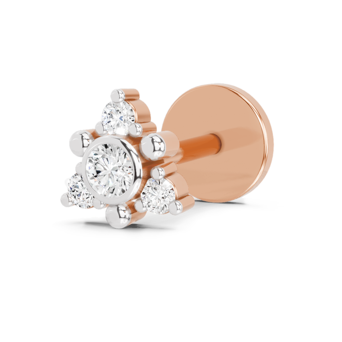 0.04 Carat Snowflower Diamond Nose Pin 14K - Rose Gold