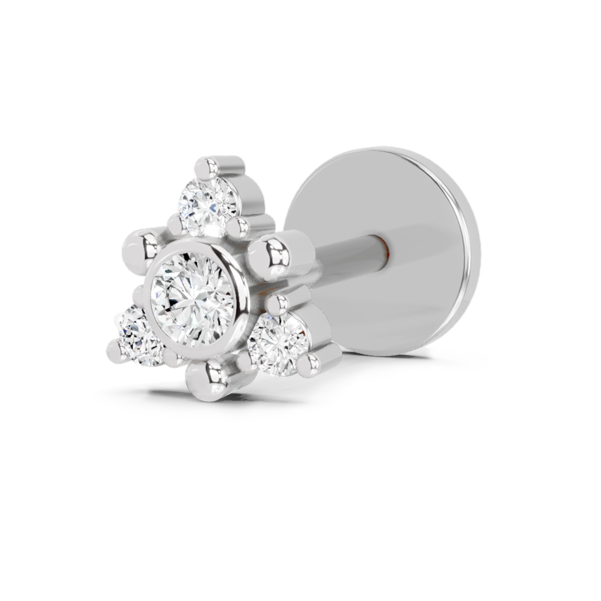 0.04 Carat Snowflower Diamond Nose Pin 14K - White Gold