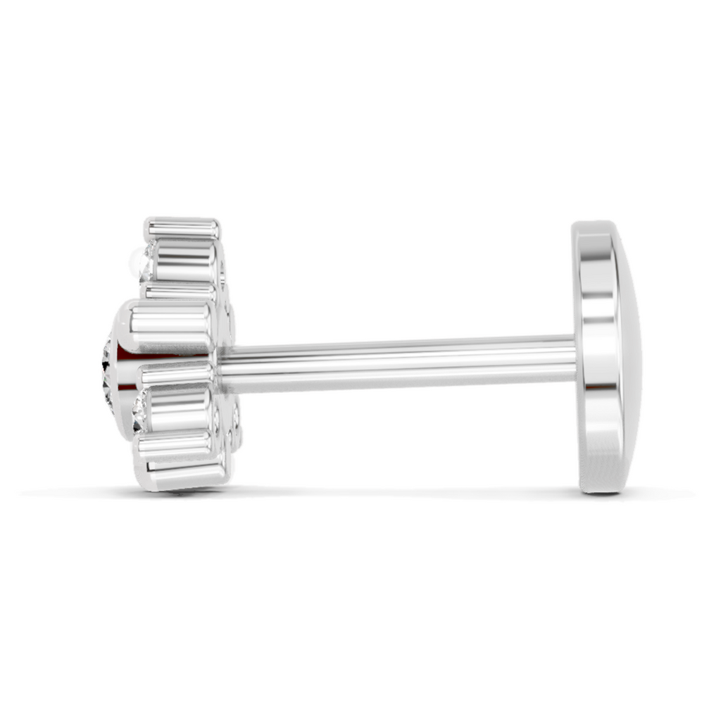 0.04 Carat Snowflower Diamond Nose Pin 14K - White Gold