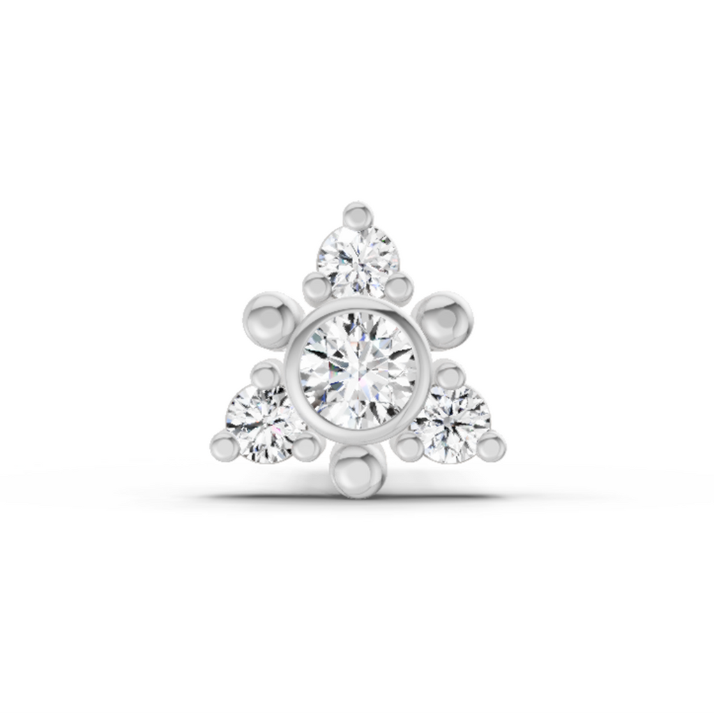 0.04 Carat Snowflower Diamond Nose Pin 14K - White Gold
