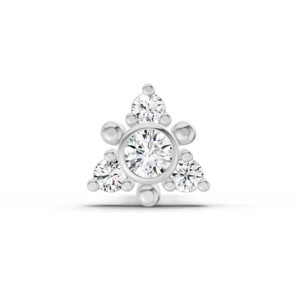 0.04 Carat Snowflower Diamond Nose Pin 14K - White Gold