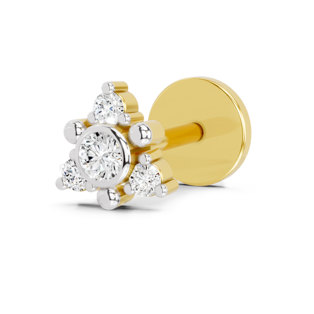 0.04 Carat Snowflower Diamond Nose Pin 14K